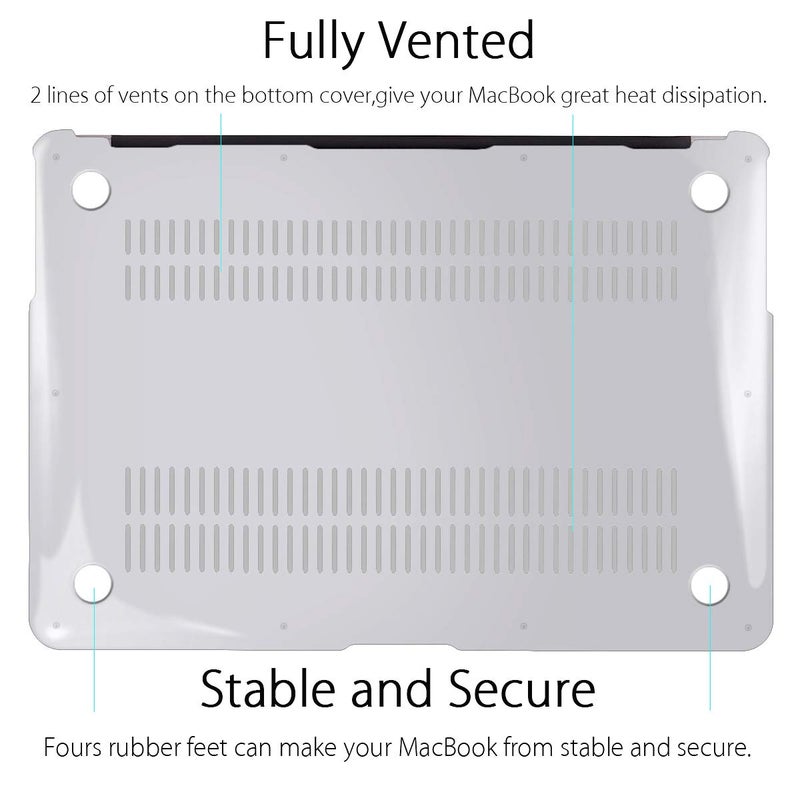 UESWILL Compatible with MacBook Air 13 inch 2010-2017 Release Model A1466 / A1369, Glossy See Through Transparent Hard Shell Case Cover + Microfibre Cleaning Cloth, Crystal Clear - Image 5